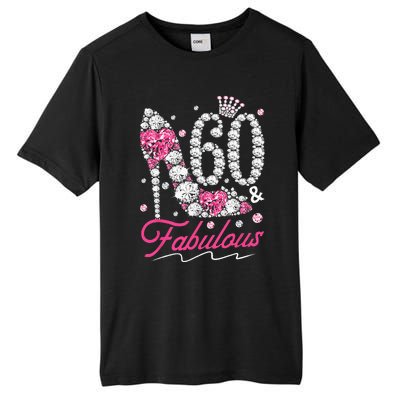 60th Birthday 60 & Fabulous Pink 60 Years Old Diamond Shoes Tall Fusion ChromaSoft Performance T-Shirt