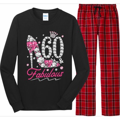 60th Birthday 60 & Fabulous Pink 60 Years Old Diamond Shoes Long Sleeve Pajama Set