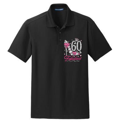 60th Birthday 60 & Fabulous Pink 60 Years Old Diamond Shoes Dry Zone Grid Polo