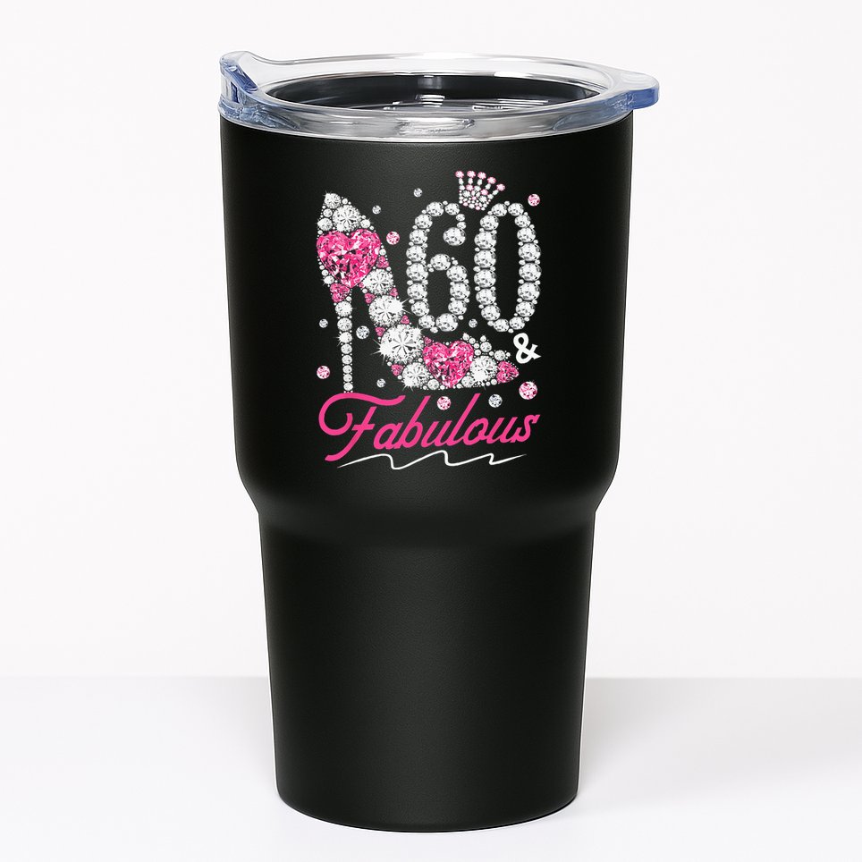 60th Birthday 60 & Fabulous Pink 60 Years Old Diamond Shoes Tumbler