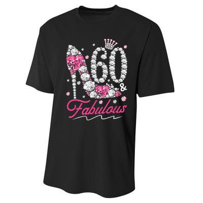 60th Birthday 60 & Fabulous Pink 60 Years Old Diamond Shoes Performance Sprint T-Shirt