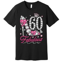 60th Birthday 60 & Fabulous Pink 60 Years Old Diamond Shoes Premium T-Shirt