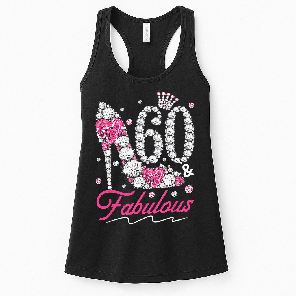 60th Birthday 60 & Fabulous Pink 60 Years Old Diamond Shoes Womens Tank Top