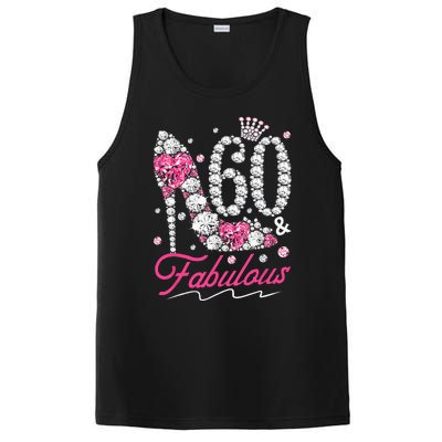 60th Birthday 60 & Fabulous Pink 60 Years Old Diamond Shoes PosiCharge Competitor Tank