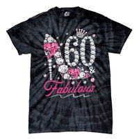 60th Birthday 60 & Fabulous Pink 60 Years Old Diamond Shoes Tie-Dye T-Shirt