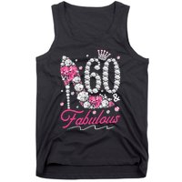 60th Birthday 60 & Fabulous Pink 60 Years Old Diamond Shoes Tank Top