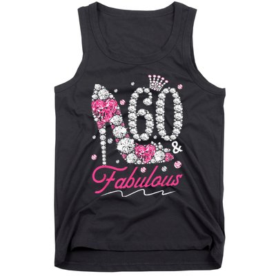 60th Birthday 60 & Fabulous Pink 60 Years Old Diamond Shoes Tank Top