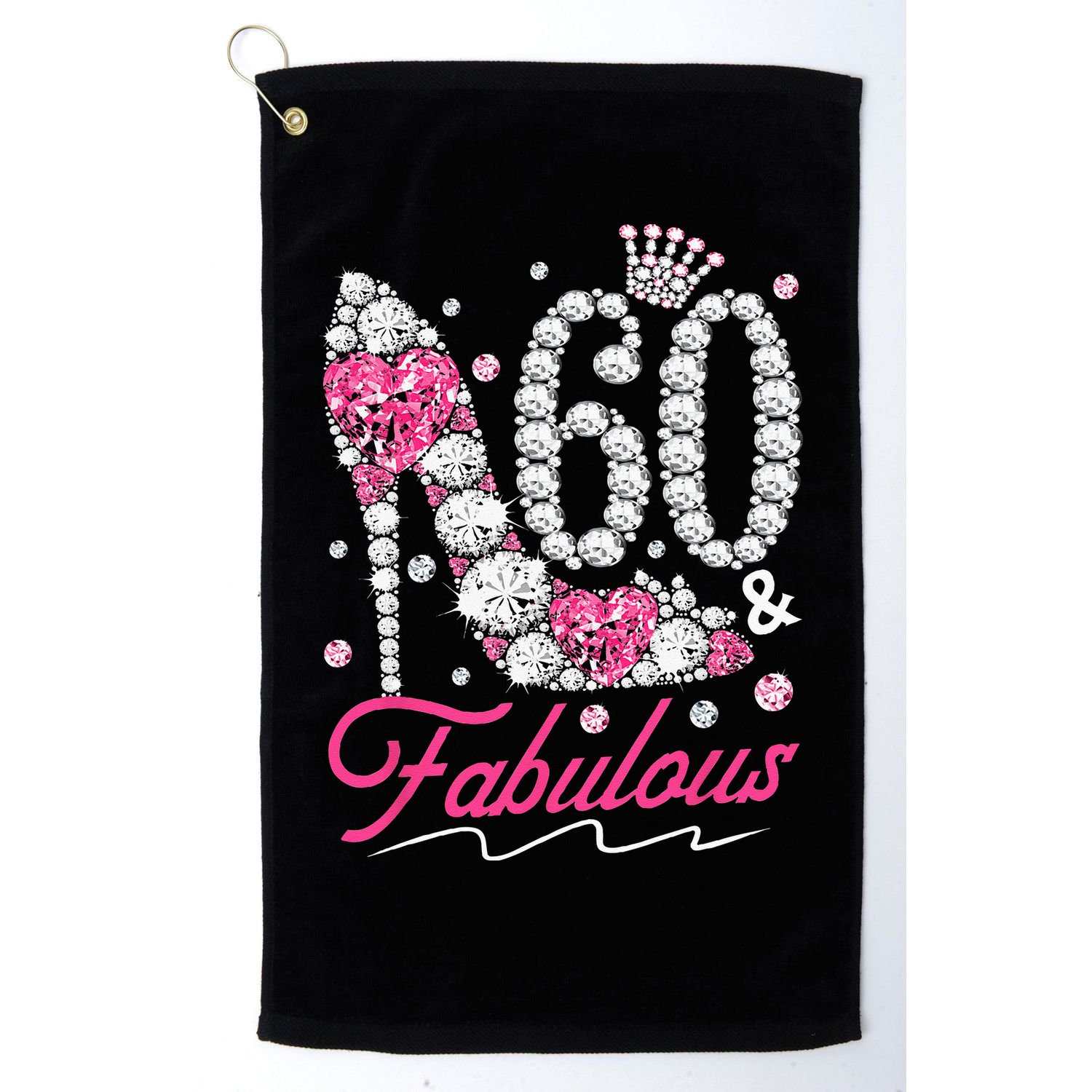 60th Birthday 60 & Fabulous Pink 60 Years Old Diamond Shoes Golf Towel