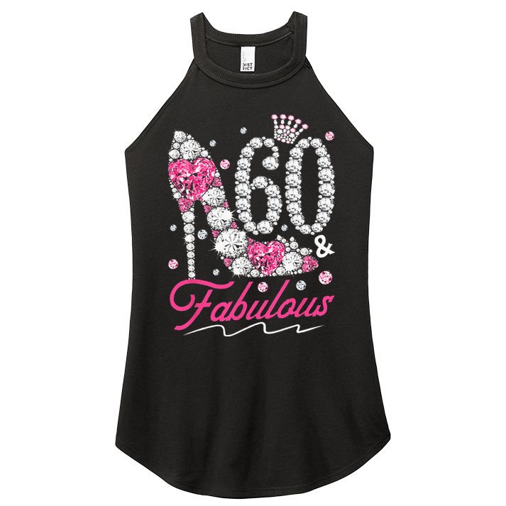 60th Birthday 60 & Fabulous Pink 60 Years Old Diamond Shoes Women's Perfect Tri Rocker Tank
