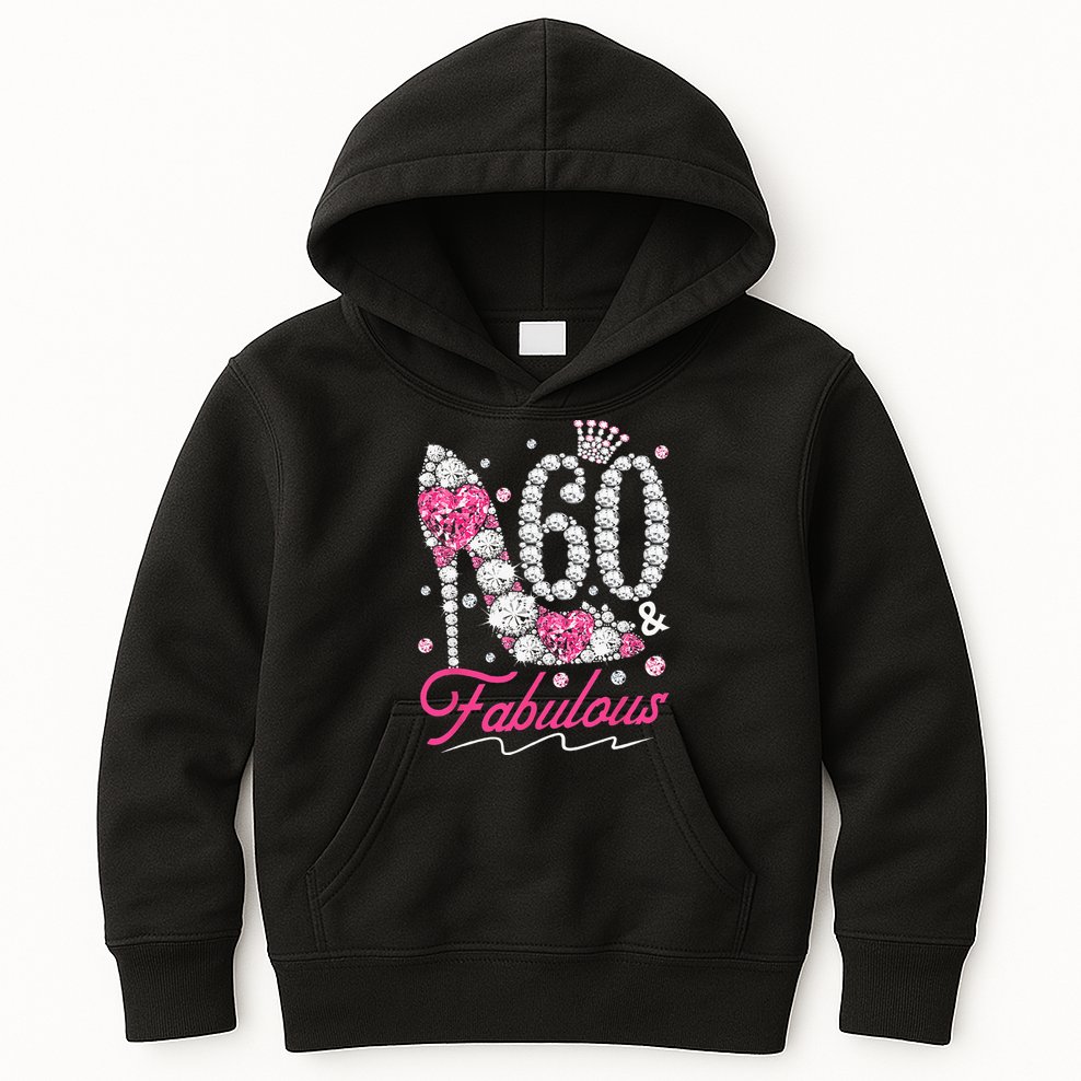 60th Birthday 60 & Fabulous Pink 60 Years Old Diamond Shoes Kids Hoodie