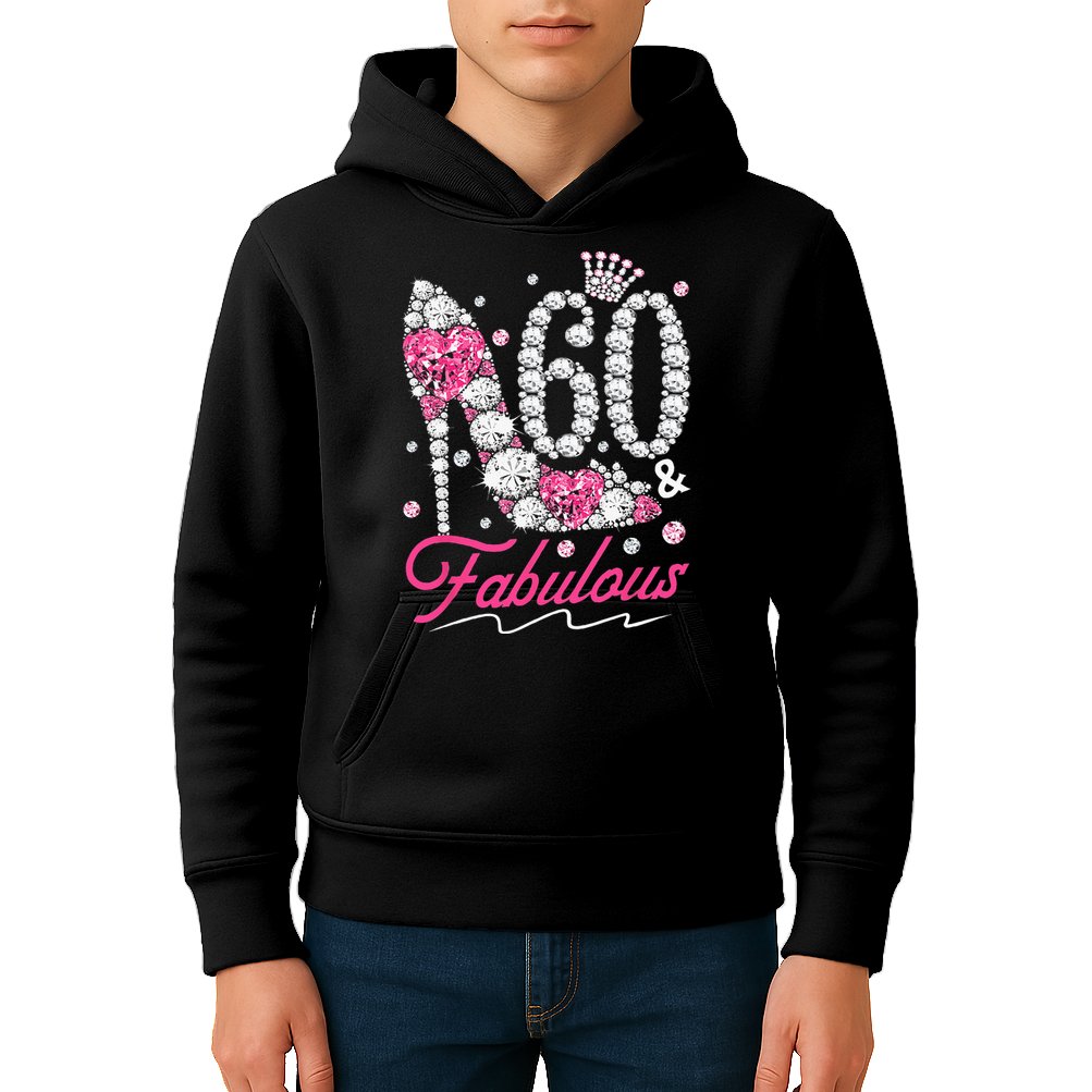 60th Birthday 60 & Fabulous Pink 60 Years Old Diamond Shoes Kids Hoodie