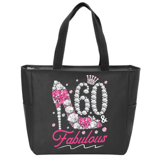 60th Birthday 60 & Fabulous Pink 60 Years Old Diamond Shoes Zip Tote Bag