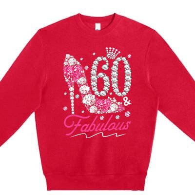 60th Birthday 60 & Fabulous Pink 60 Years Old Diamond Shoes Premium Crewneck Sweatshirt