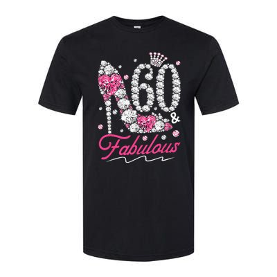 60th Birthday 60 & Fabulous Pink 60 Years Old Diamond Shoes Softstyle CVC T-Shirt