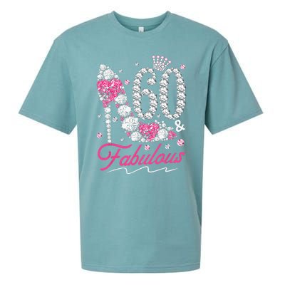 60th Birthday 60 & Fabulous Pink 60 Years Old Diamond Shoes Sueded Cloud Jersey T-Shirt