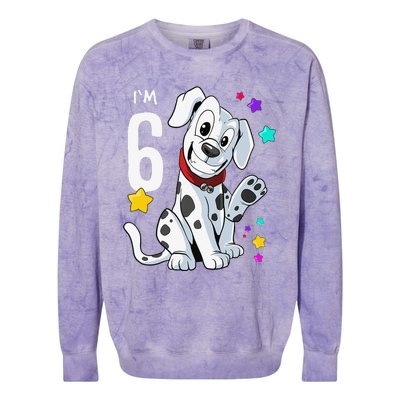 6th Birthday 6 Year Old Dalmatian Colorblast Crewneck Sweatshirt