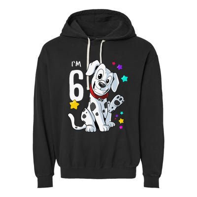 6th Birthday 6 Year Old Dalmatian Garment-Dyed Fleece Hoodie