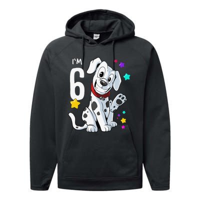 6th Birthday 6 Year Old Dalmatian Performance Fleece Hoodie