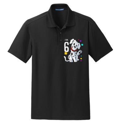 6th Birthday 6 Year Old Dalmatian Dry Zone Grid Polo