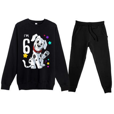 6th Birthday 6 Year Old Dalmatian Premium Crewneck Sweatsuit Set