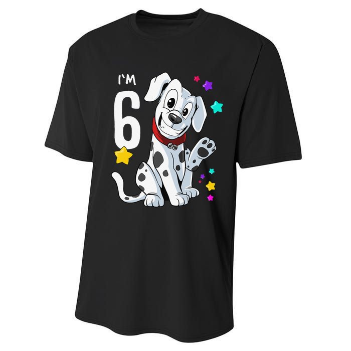 6th Birthday 6 Year Old Dalmatian Performance Sprint T-Shirt