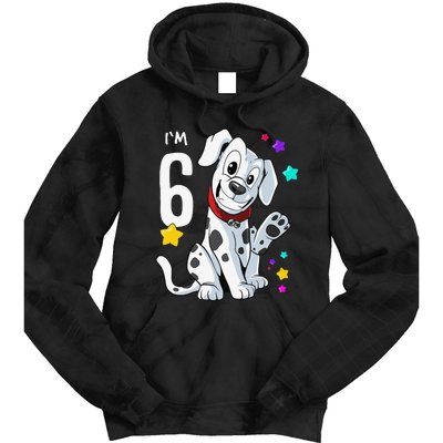 6th Birthday 6 Year Old Dalmatian Tie Dye Hoodie