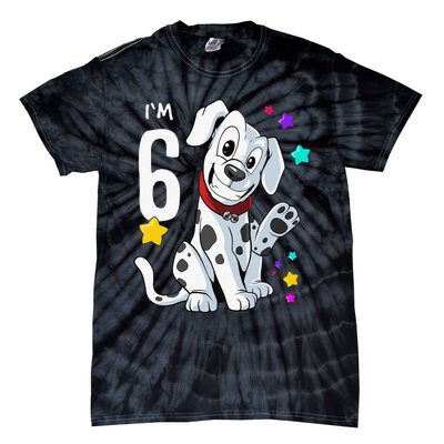 6th Birthday 6 Year Old Dalmatian Tie-Dye T-Shirt