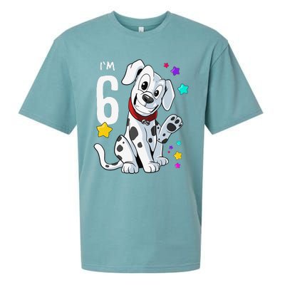 6th Birthday 6 Year Old Dalmatian Sueded Cloud Jersey T-Shirt