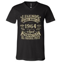 60th Birthday 60 Years Old Vintage Legends Born In 1964 V-Neck T-Shirt