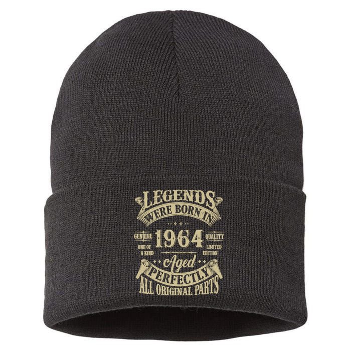 60th Birthday 60 Years Old Vintage Legends Born In 1964 Sustainable Knit Beanie