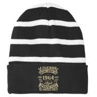 60th Birthday 60 Years Old Vintage Legends Born In 1964 Striped Beanie with Solid Band