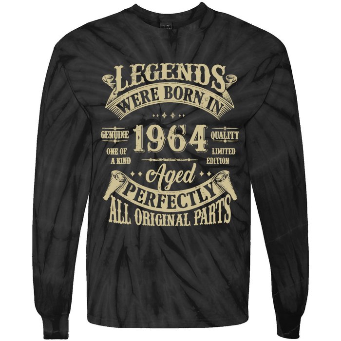 60th Birthday 60 Years Old Vintage Legends Born In 1964 Tie-Dye Long Sleeve Shirt