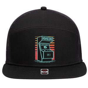 6th Birthday 6 Year Old Retro Gamer Level Up Unlocked 7 Panel Mesh Trucker Snapback Hat