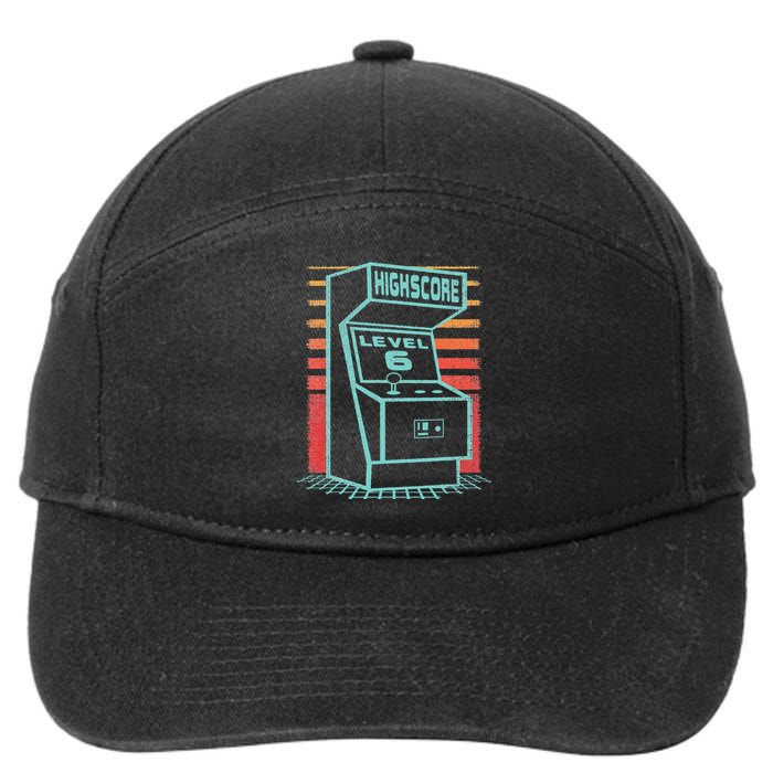 6th Birthday 6 Year Old Retro Gamer Level Up Unlocked 7-Panel Snapback Hat