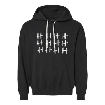 60th Birthday Anniversary 60 Tally Marks Garment-Dyed Fleece Hoodie