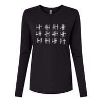 60th Birthday Anniversary 60 Tally Marks Womens Cotton Relaxed Long Sleeve T-Shirt