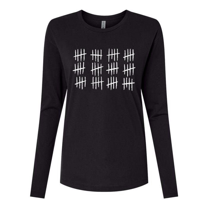 60th Birthday Anniversary 60 Tally Marks Womens Cotton Relaxed Long Sleeve T-Shirt