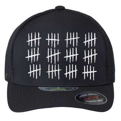 60th Birthday Anniversary 60 Tally Marks Flexfit Unipanel Trucker Cap