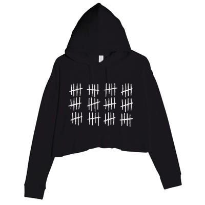 60th Birthday Anniversary 60 Tally Marks Crop Fleece Hoodie