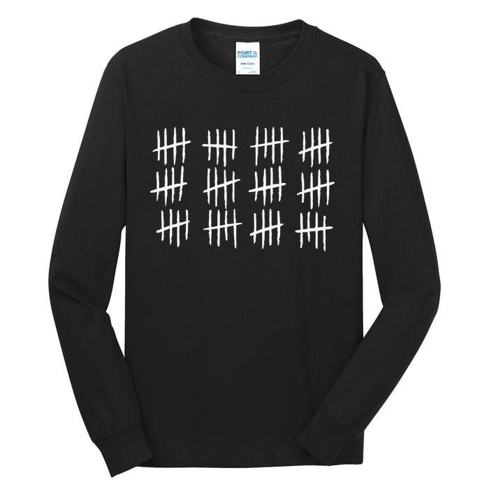 60th Birthday Anniversary 60 Tally Marks Tall Long Sleeve T-Shirt