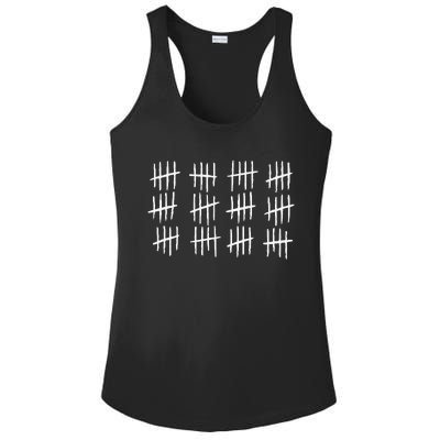 60th Birthday Anniversary 60 Tally Marks Ladies PosiCharge Competitor Racerback Tank