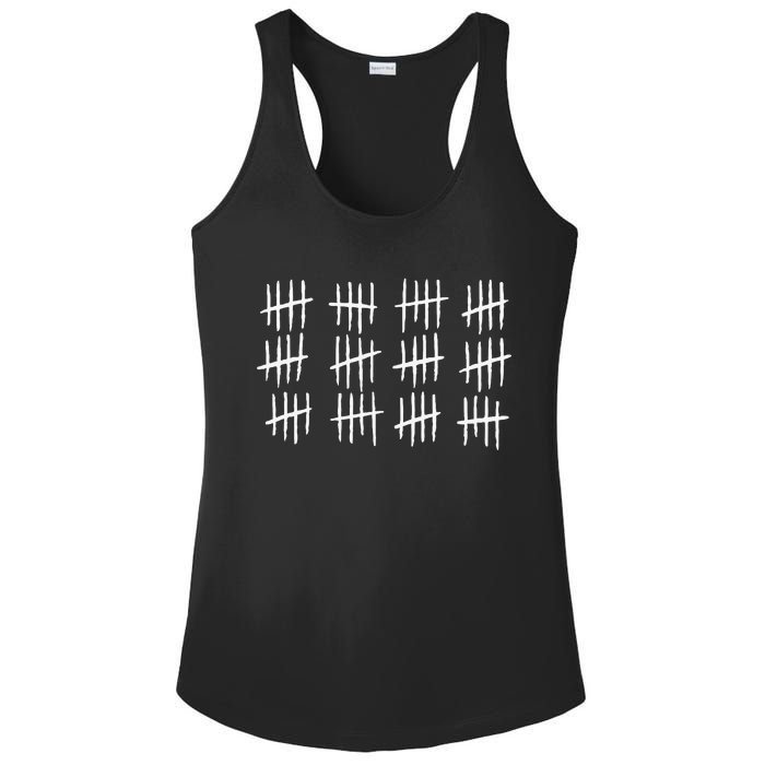 60th Birthday Anniversary 60 Tally Marks Ladies PosiCharge Competitor Racerback Tank