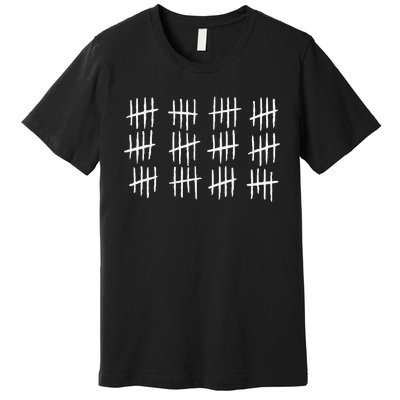 60th Birthday Anniversary 60 Tally Marks Premium T-Shirt