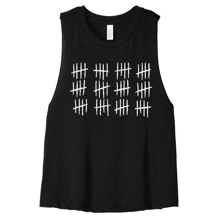 60th Birthday Anniversary 60 Tally Marks Women's Racerback Cropped Tank