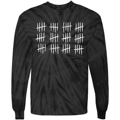 60th Birthday Anniversary 60 Tally Marks Tie-Dye Long Sleeve Shirt