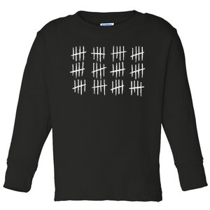 60th Birthday Anniversary 60 Tally Marks Toddler Long Sleeve Shirt