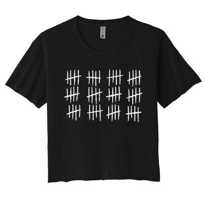 60th Birthday Anniversary 60 Tally Marks Women's Crop Top Tee