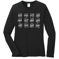 60th Birthday Anniversary 60 Tally Marks Ladies Long Sleeve Shirt