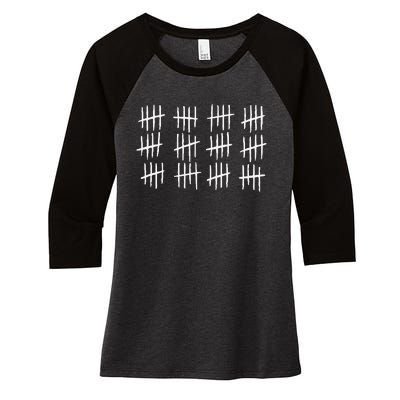 60th Birthday Anniversary 60 Tally Marks Women's Tri-Blend 3/4-Sleeve Raglan Shirt