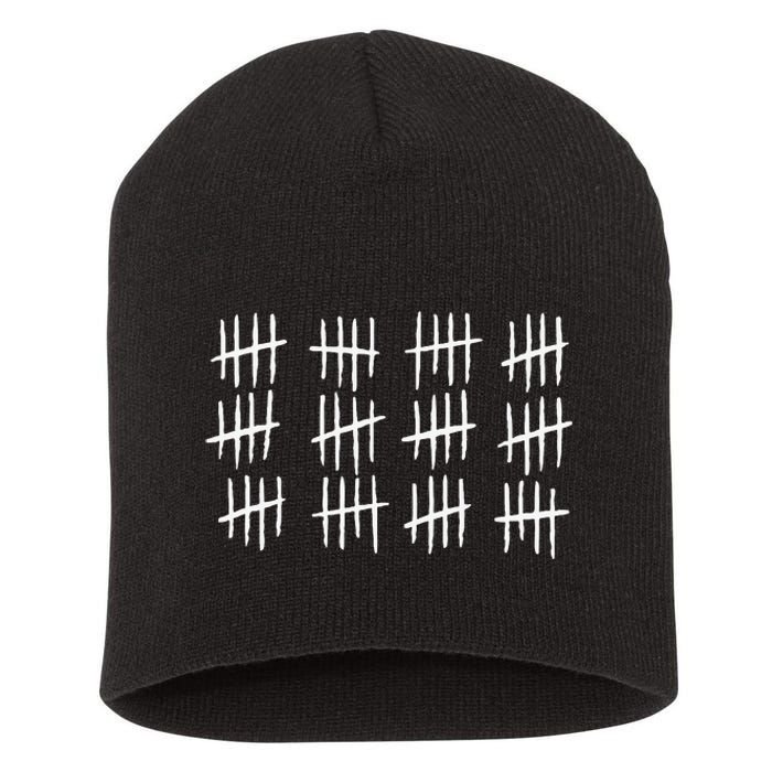 60th Birthday Anniversary 60 Tally Marks Short Acrylic Beanie